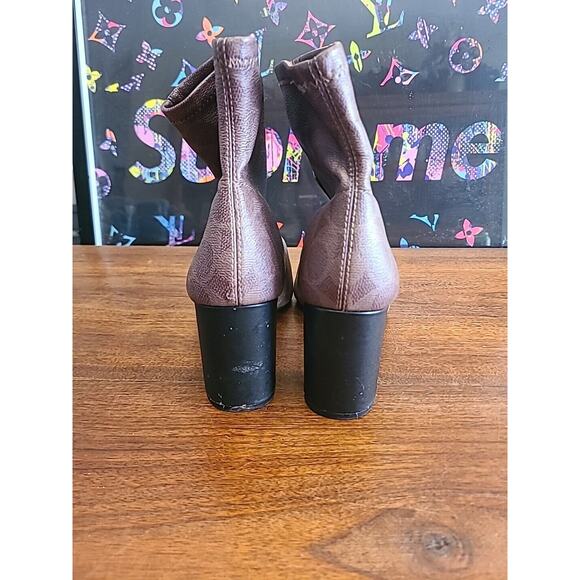 Coach Margot Coated Canvas Heels Bootie Tan Two Tone Size 8b - Picture 3 of 13